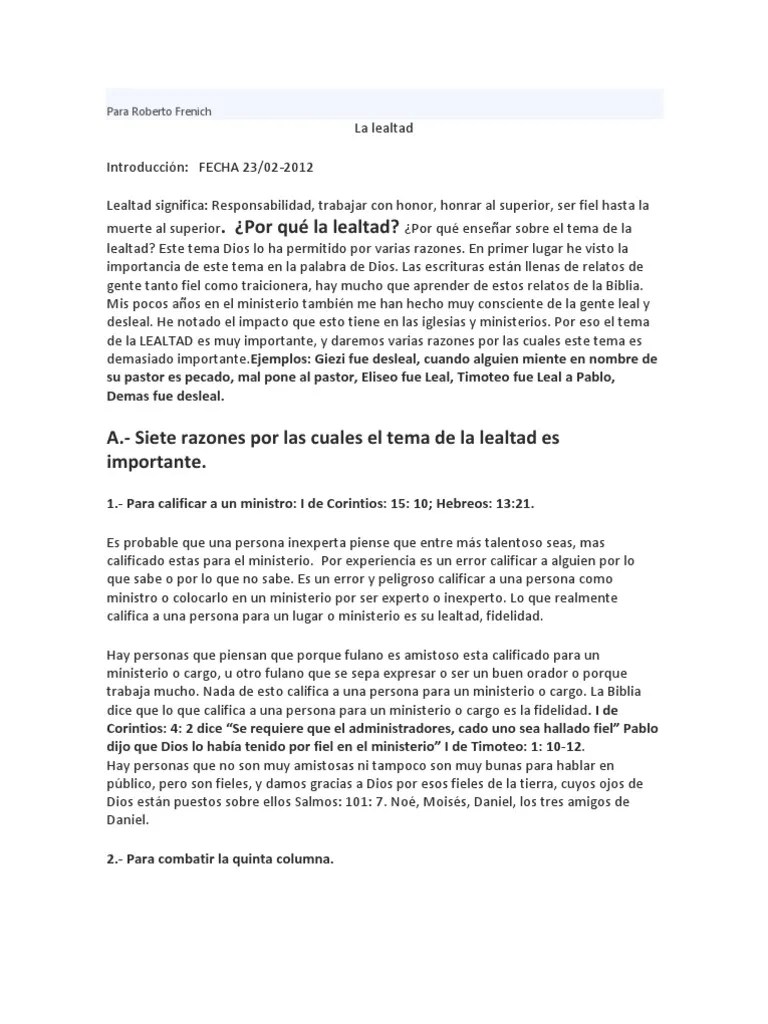 La Lealtad y Deslealtad en La Biblia David Solomons