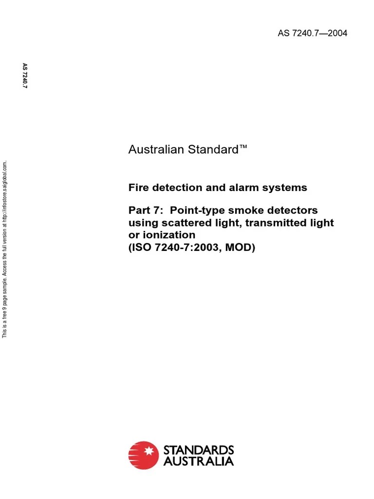 As 7240.72004 Fire Detection and Alarm Systems PointType Smoke