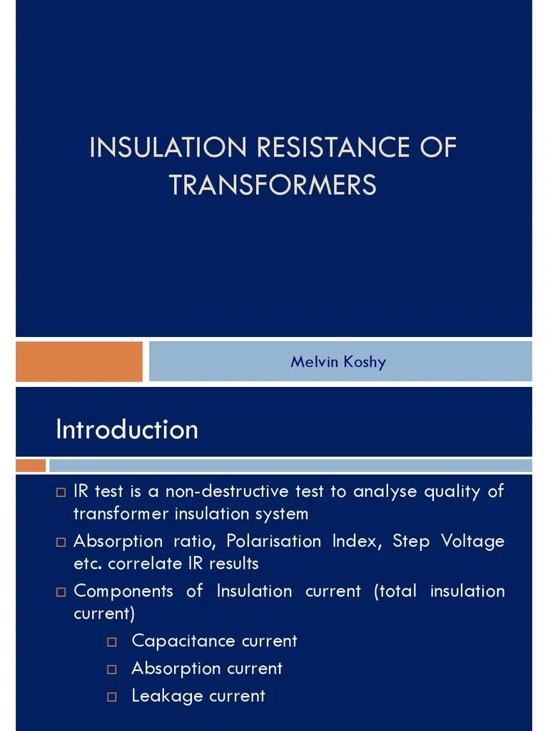 Insulation Resistance of power transformer Capacitor Transformer