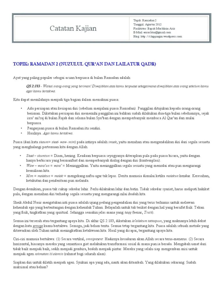 Kajian 120806 - Ramadhan 2 | PDF