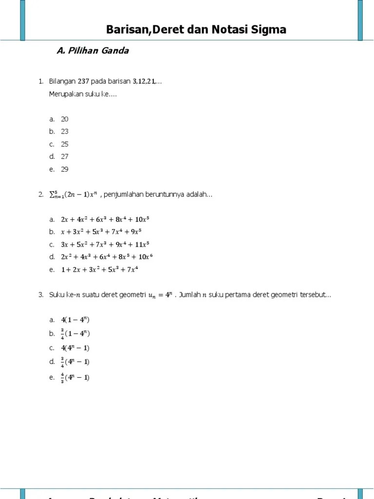 Pilihan Ganda Contoh Soal Logika Matematika Dan Jawabannya