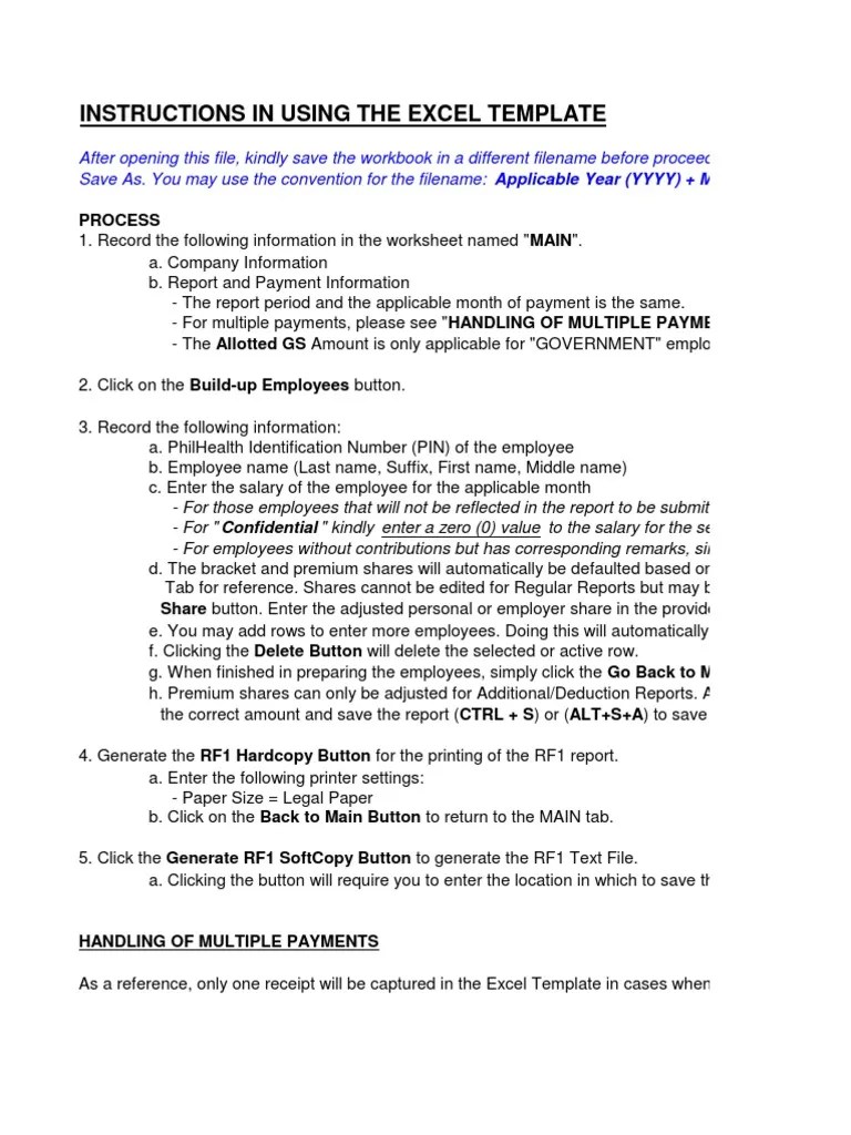 Monthly RF1 Excel Template Computing Technology