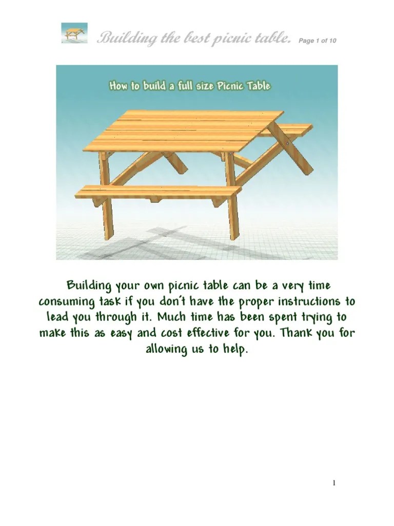 Picnic Table Assembly Instructions Drill Screw