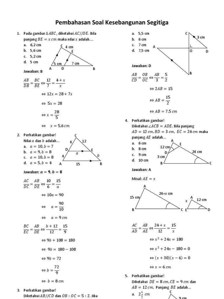 Soal Kesebangunan Dan Kongruen Beserta Jawabannya - Kemendikbud