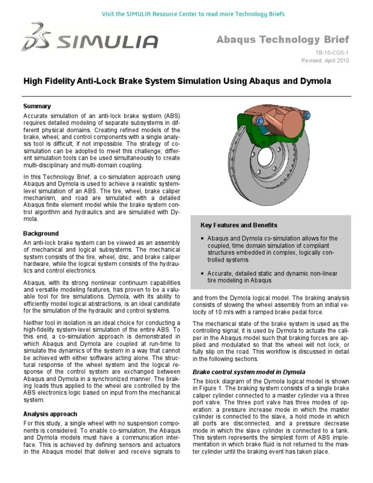 High Fidelity AntiLock Brake System Simulation Using Abaqus and Dymola