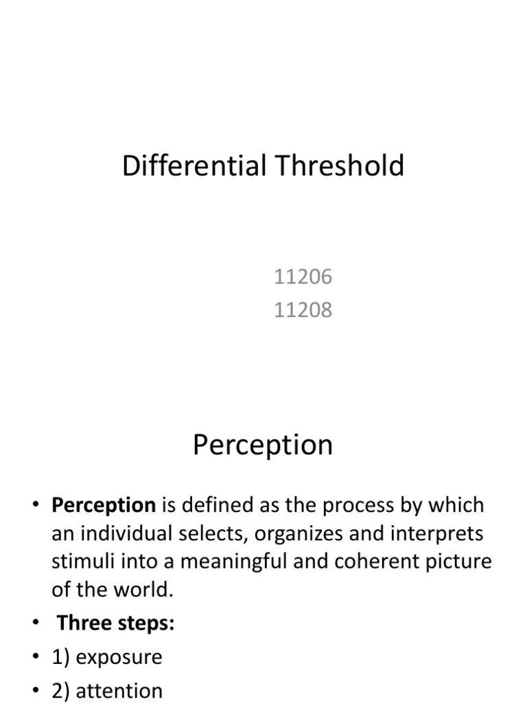 Differential Threshold PDF Perception Stimulus (Physiology)