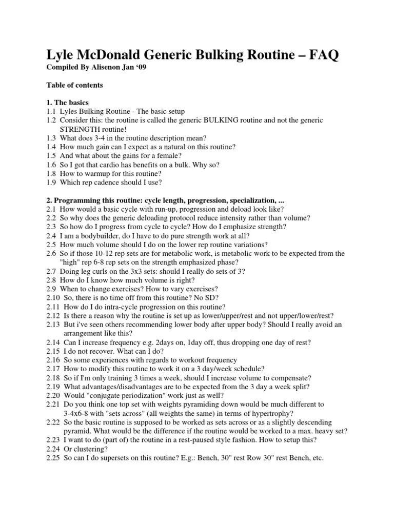 Lyle McDonald Generic Bulking Routine FAQ Aerobic Exercise Dieting