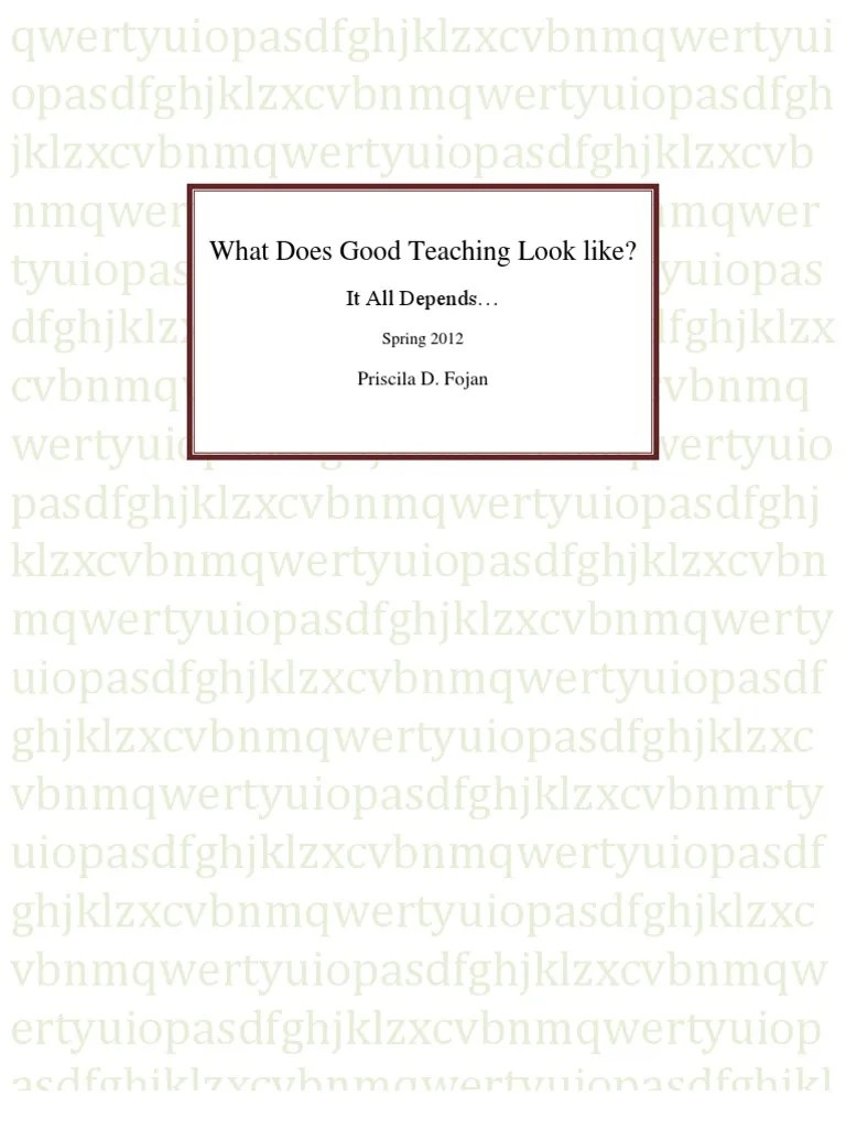 What Does Good Teaching Look Like? PDF