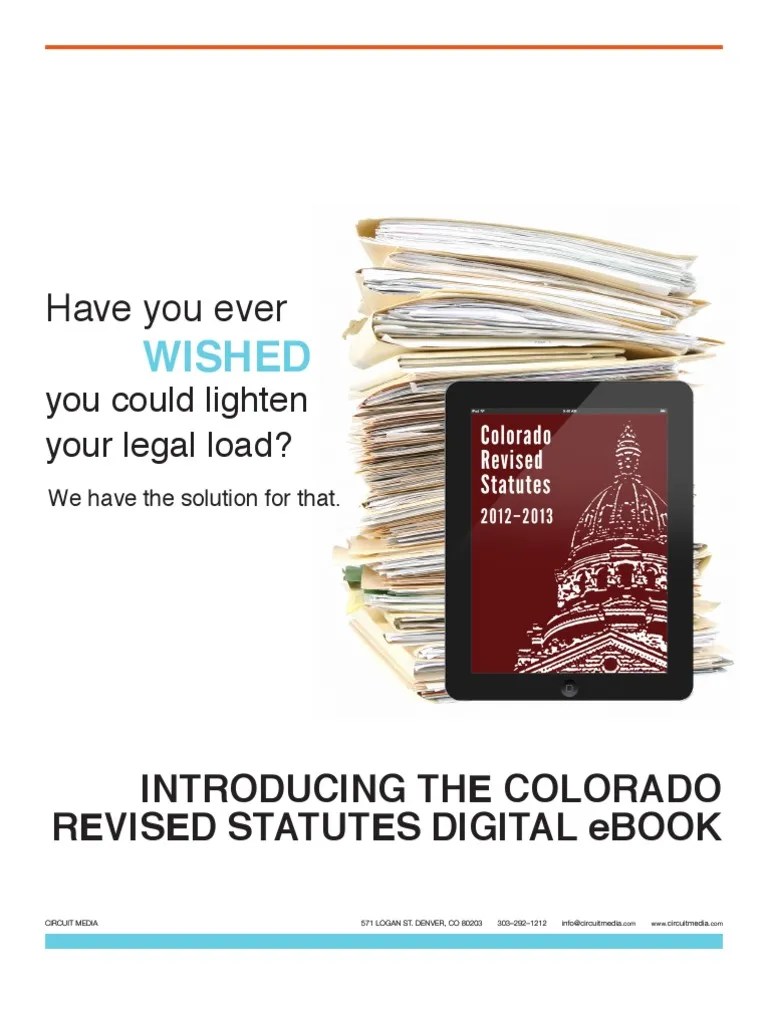 Colorado Revised Statutes Now An Ebook PDF Congressional Research Service Intellectual