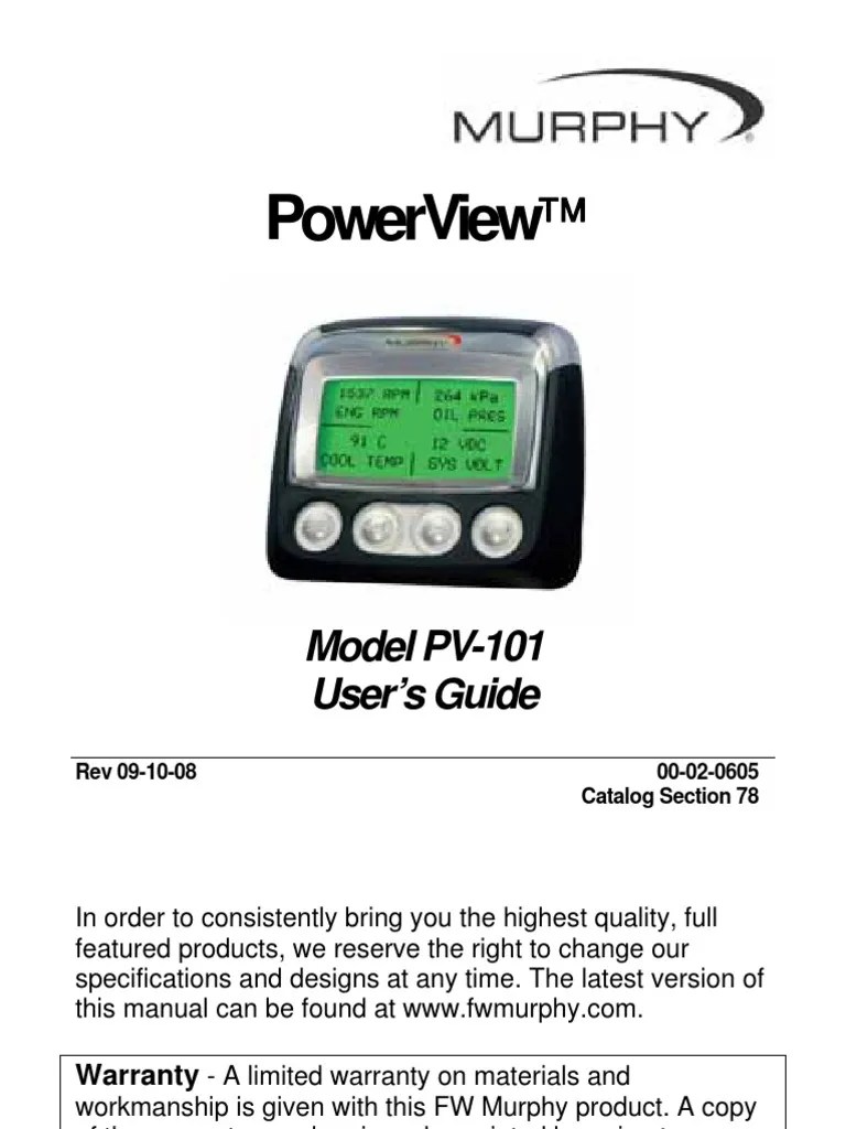 Murphy Powerview PV101 PDF Transmission (Mechanics) Menu