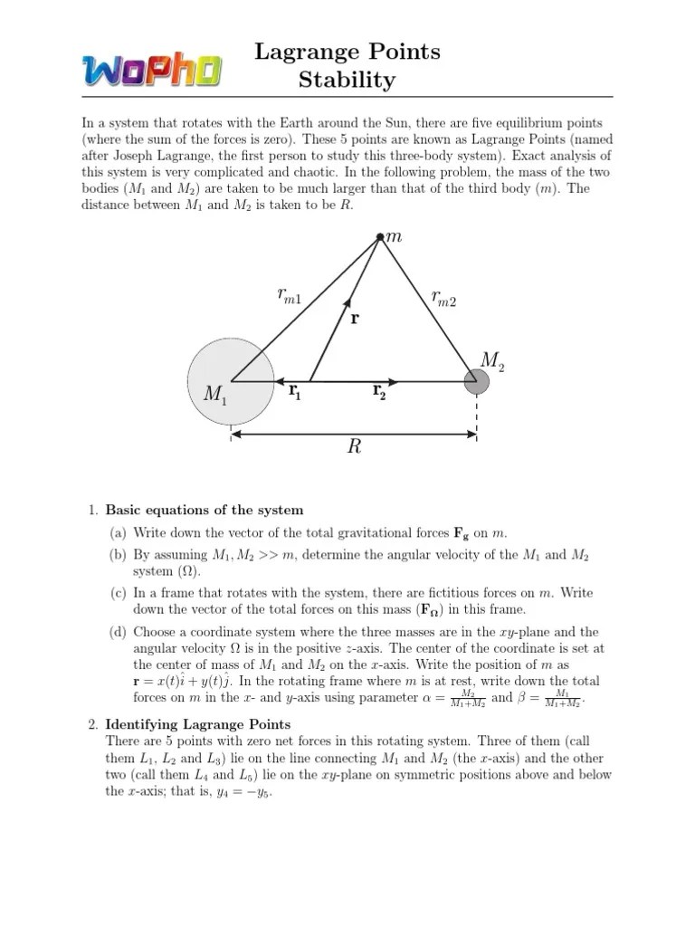 Lagrange Points Cartesian Coordinate System Classical Mechanics