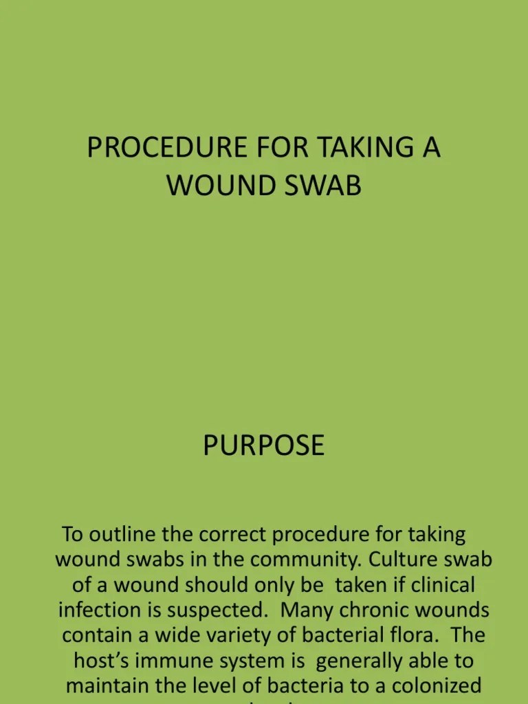 Procedure for Taking a Wound Swab Wound Infection
