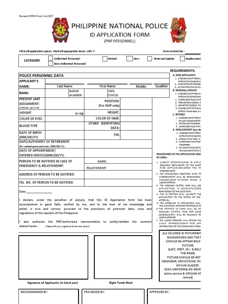 PNP ID FORM