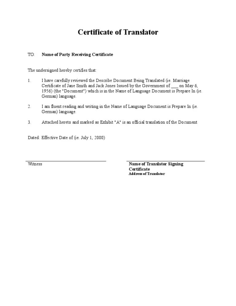 Certificate Of Translation Template dev onallcylinders com Certificate Of Translation Template dev onallcylinders com
