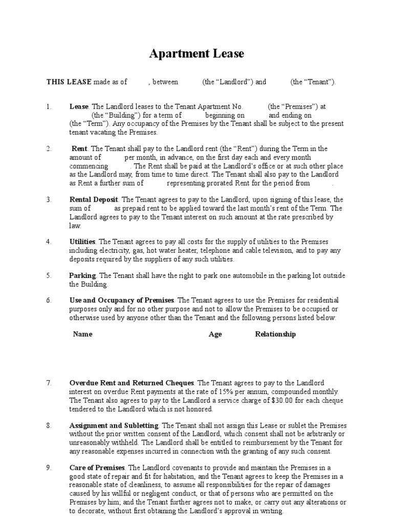 Apartment Lease Lease Leasehold Estate