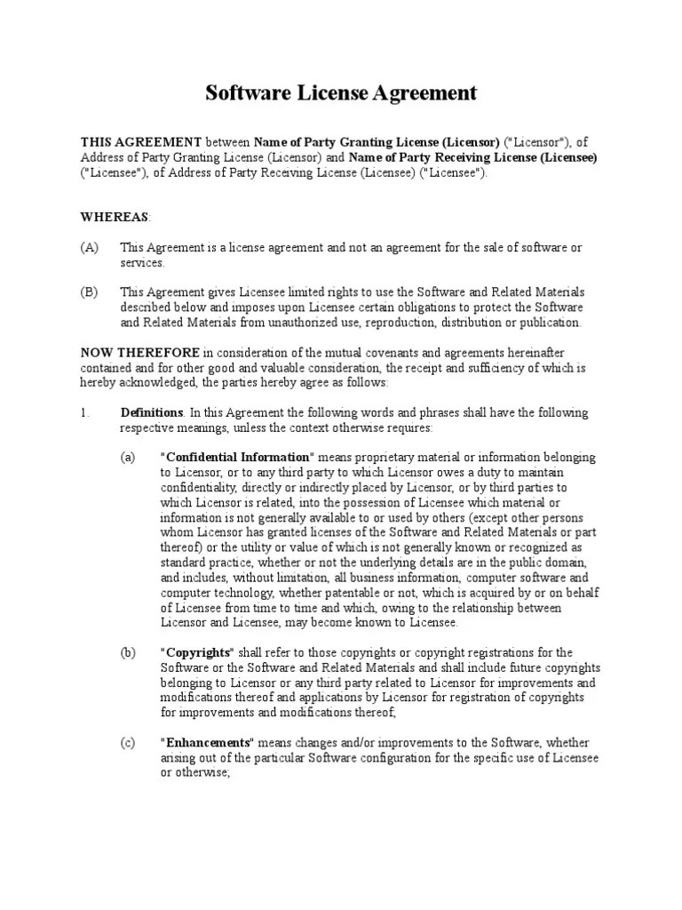 Software License Agreement (Perpetual) License Copyright