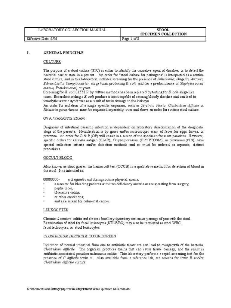 Stool Specimen Collection Human Feces Microbiology