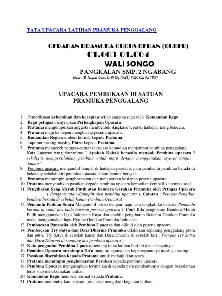 Tata Upacara Latihan Pramuka Penggalang | PDF