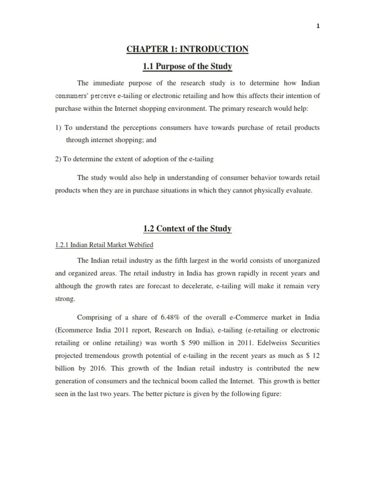 Dissertation Report on etailing/electronic retailing