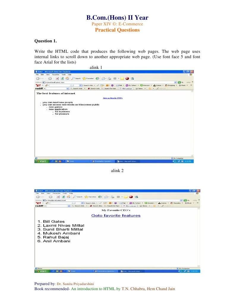 Practice Questions HTML  Page Html