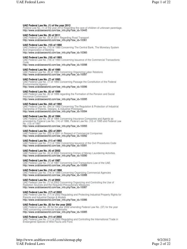 Uae Federal Laws Law Of The United States United Arab Emirates