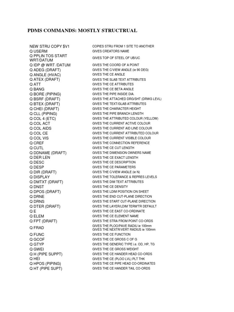 Pdms Commands PDF Home Appliance Pipe (Fluid Conveyance)