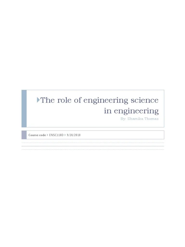 The Role of Engineering Science in Engineering PDF Machines