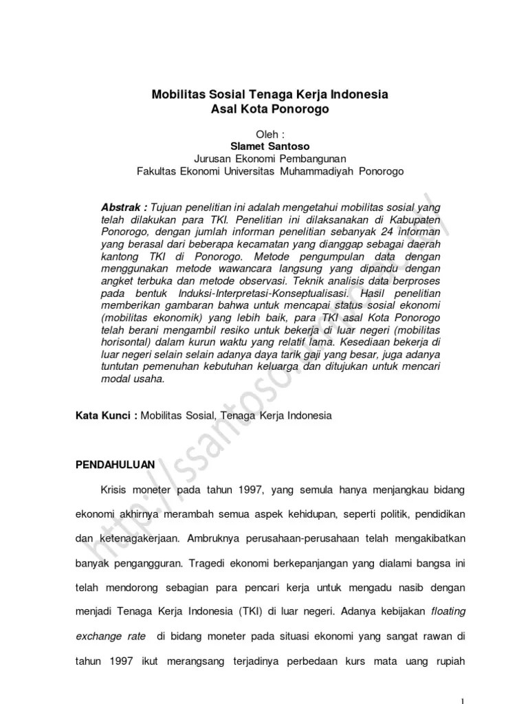 Artikel Mobilitas Sosial Tenaga Kerja Indonesia | PDF