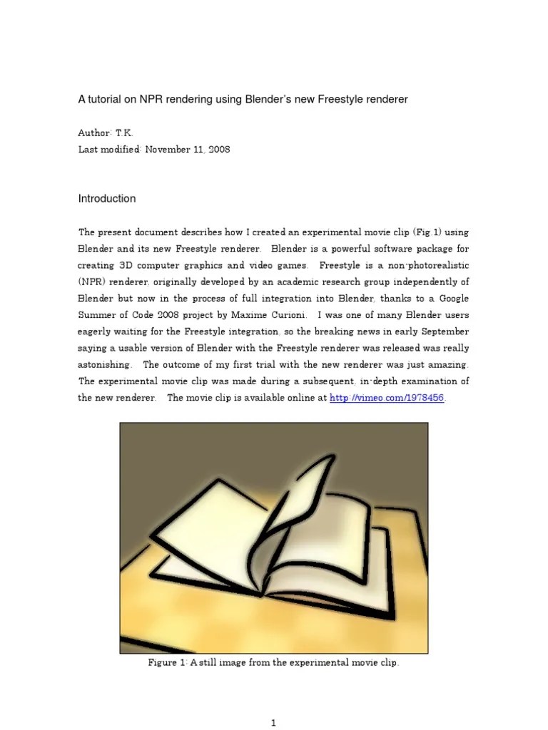 A Tutorial On NPR Rendering Using Blender's New Freestyle Renderer