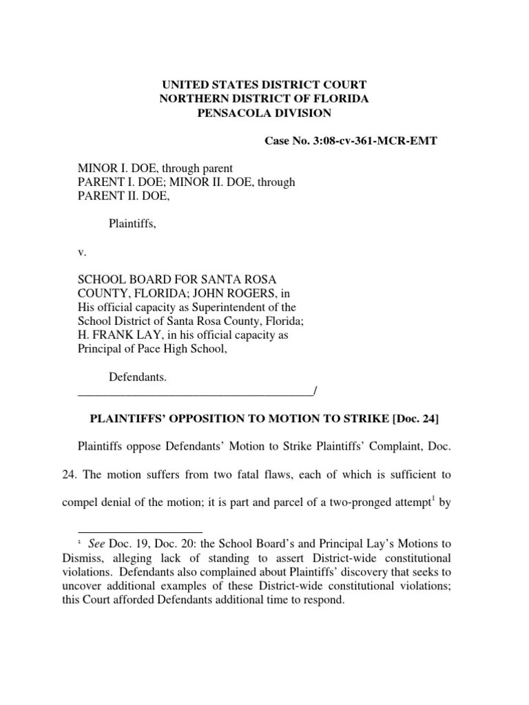 Response in Opposition to Motion to Strike Two Paragraphs From