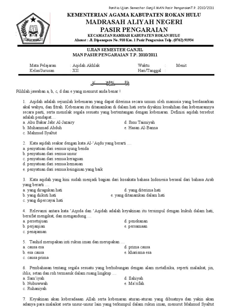 Download Silabus Akidah Akhlak Kelas Xii Kurikulum 2013 Guru Paud