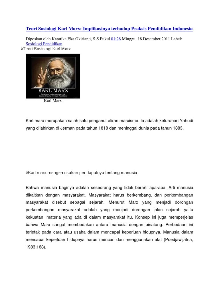 Teori Sosiologi Karl Marx PDF