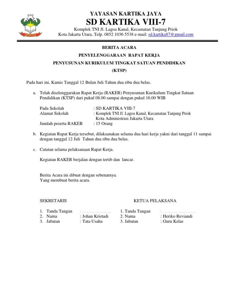 Contoh Berita Acara Penyusunan Silabus Sma