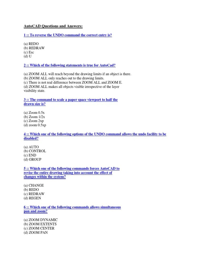 AutoCAD Questions and Answers Computer File Software