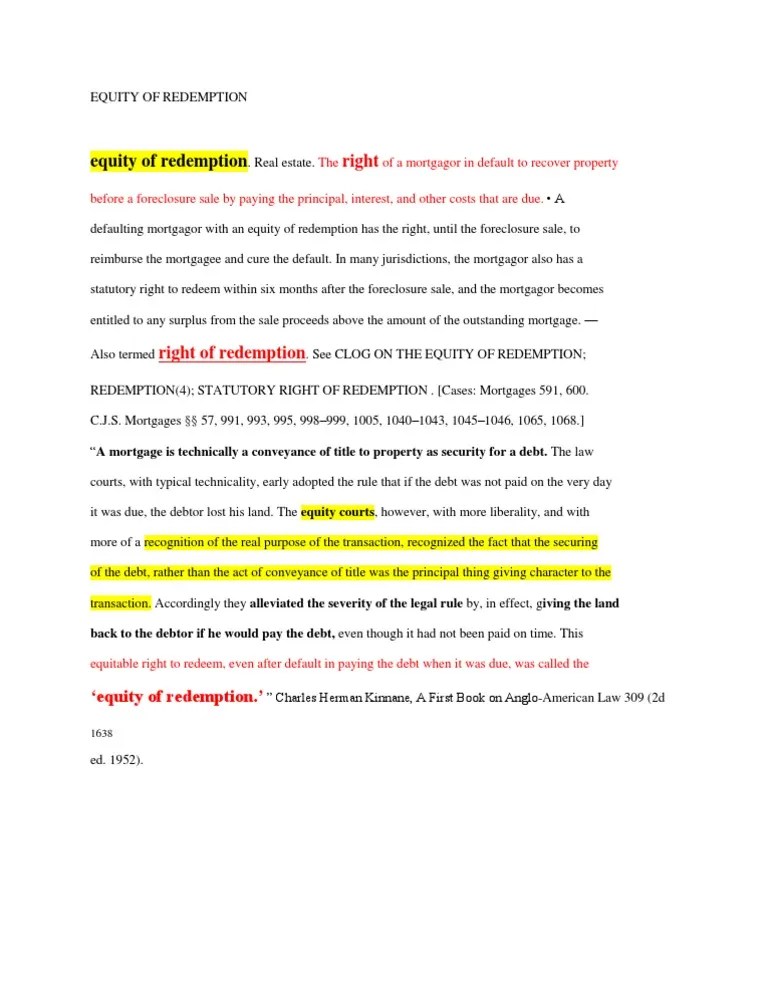 Equity of Redemption PDF