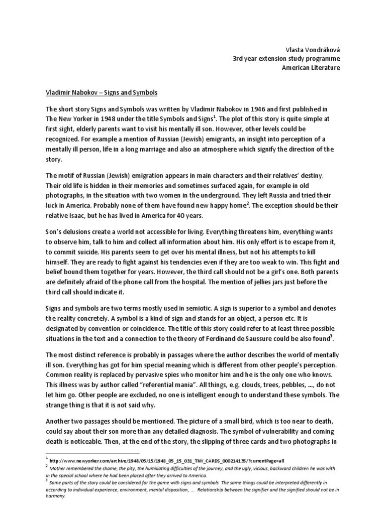 Vladimir Nabokov Signs and Symbols PDF Vladimir Nabokov Symbols