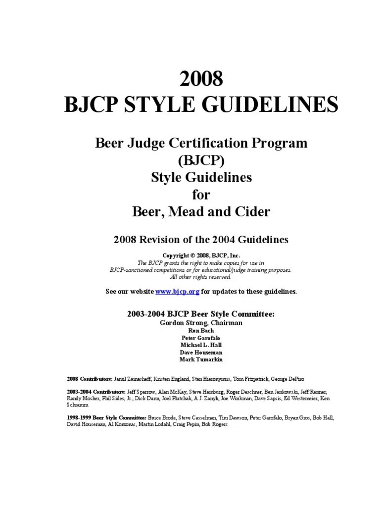 2008 BJCP Style Guidelines Beer Judge Certification Program (BJCP