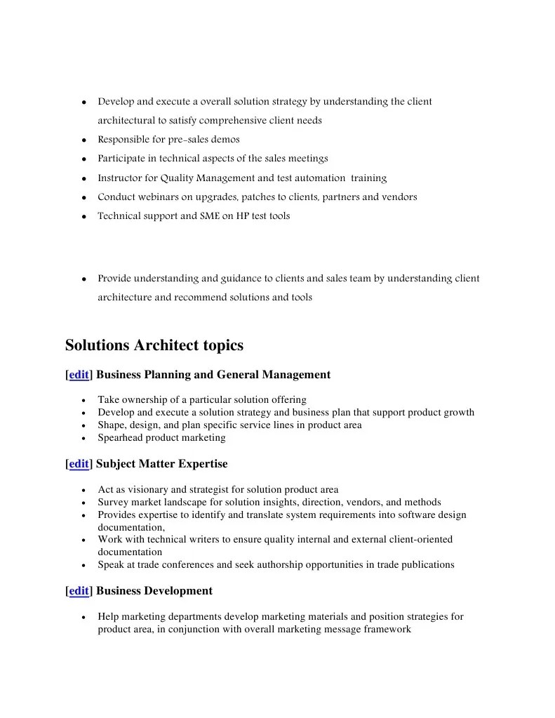 Solutions Architect Job Description Business Development Software Development Process