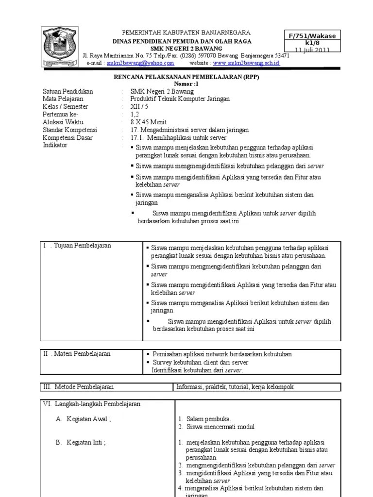 Rpp Mengadministrasi Server Dalam Jaringan oleh Ahmad Safingi