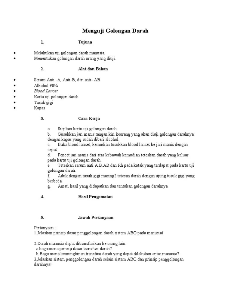 Menguji Golongan Darah | PDF