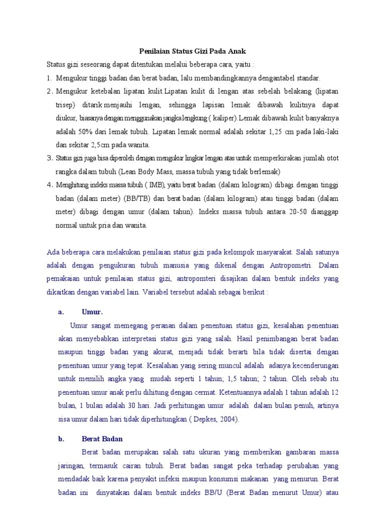 Penilaian Status Gizi Buruk Pada Anak