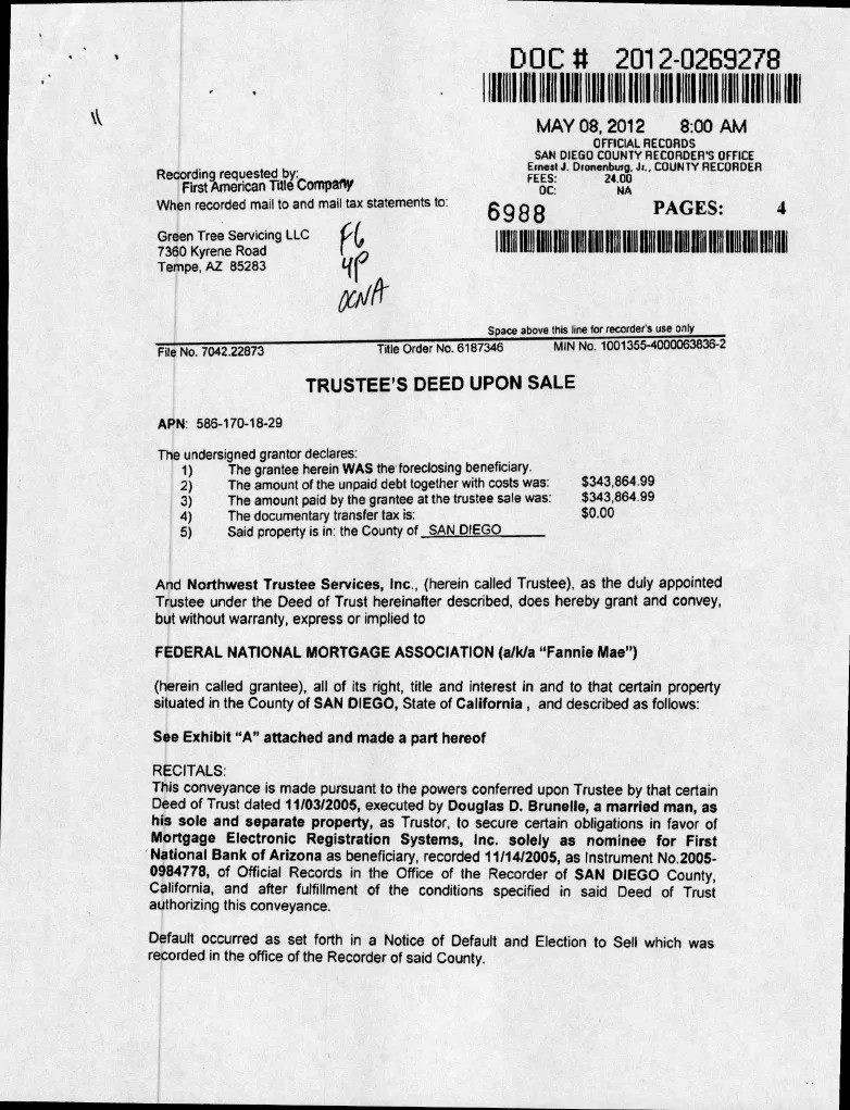 050812 Trustee Deed Upon Sale Mortgage Law Foreclosure Free 30