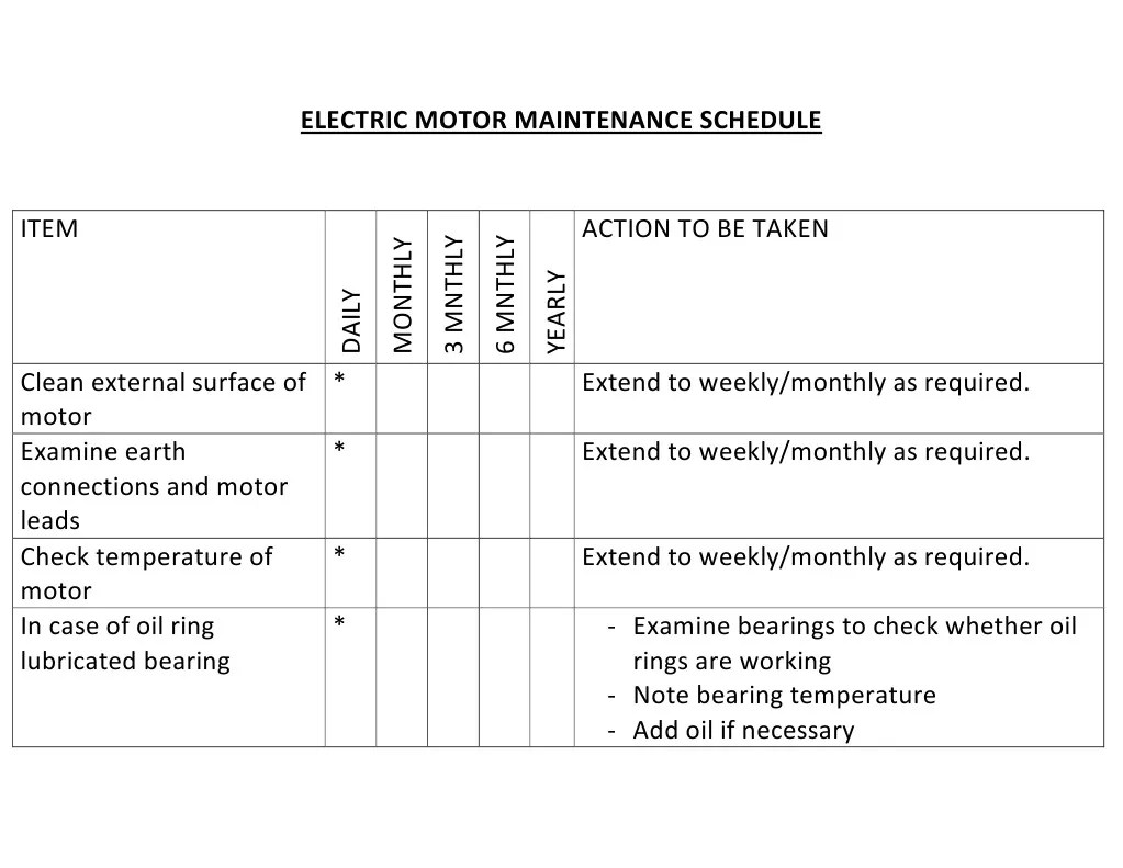 Electric Motor Maintenance Schedule PDF
