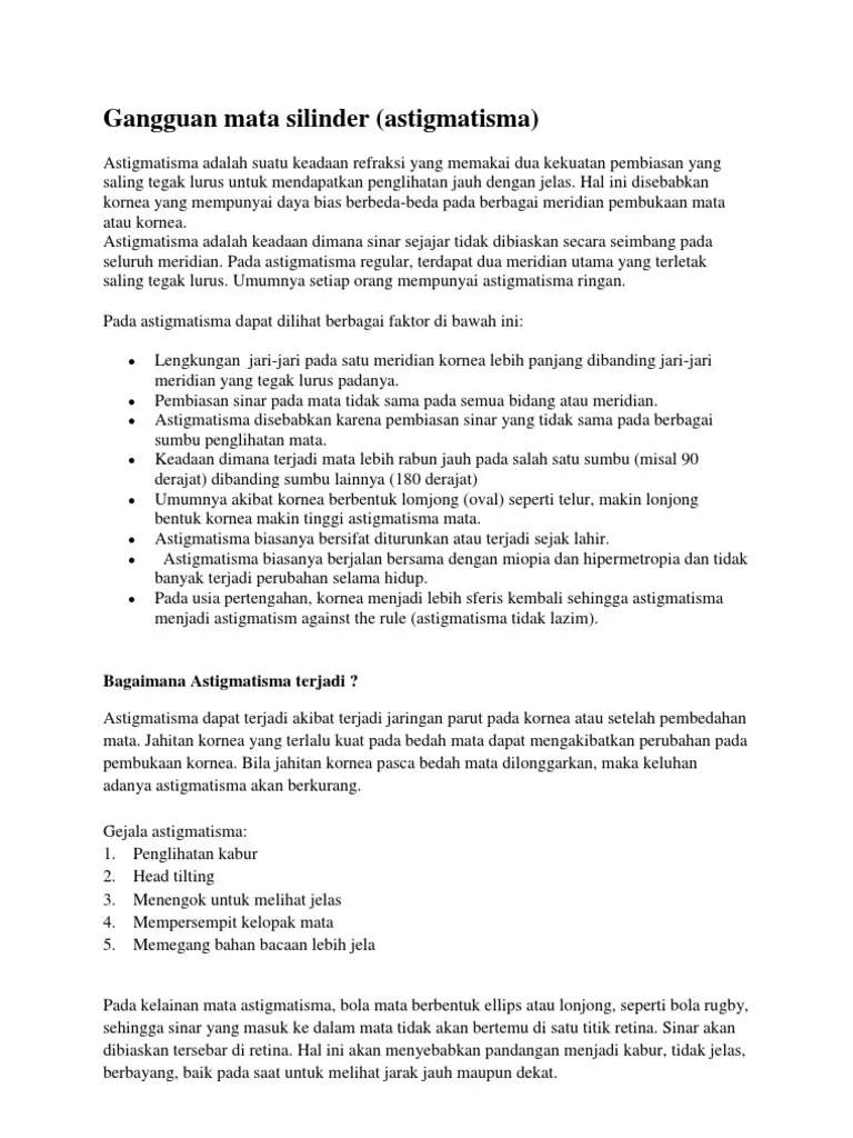 Gangguan Mata Silinder Rangkuman | PDF