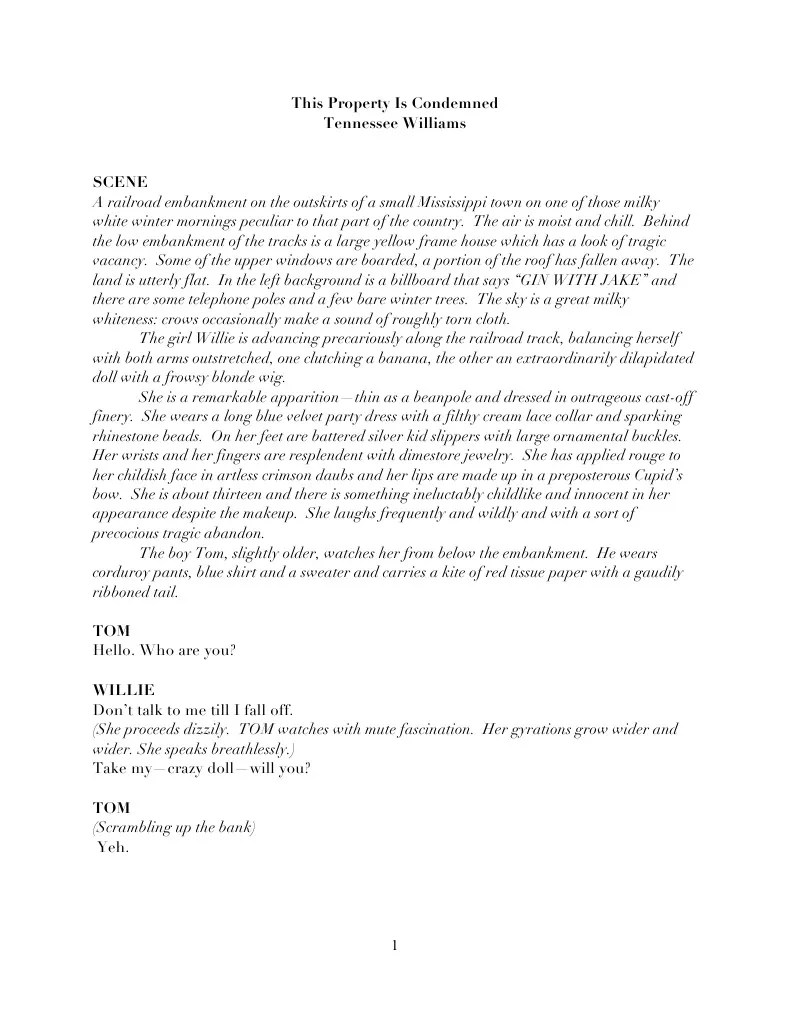 This Property is Condemned Script 918 Nature