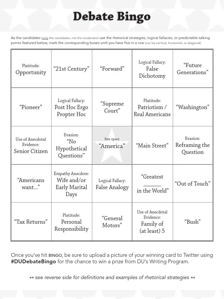 DebateFest Bingo 01.pdf Fallacy Logic