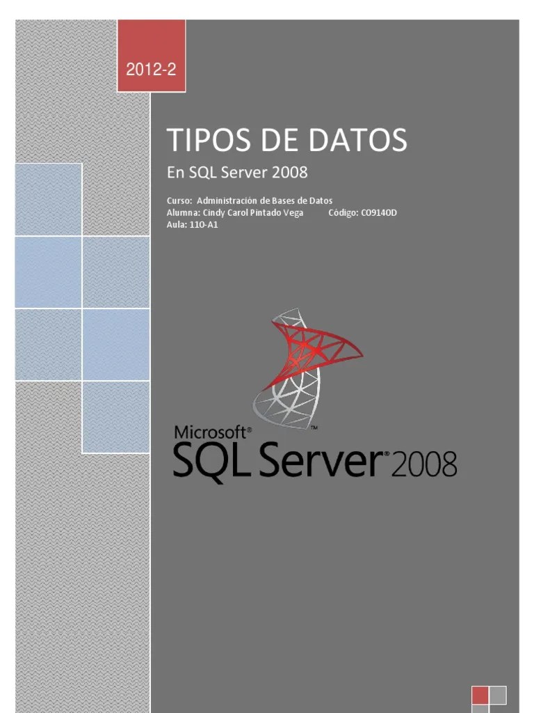 Tipos de Datos en SQL Server 2008 Bit Microsoft Sql Server