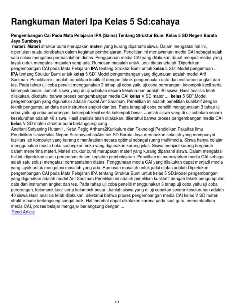 Materi Ipa Kelas 5 Semester 2 Struktur Bumi - Berbagi Struktur