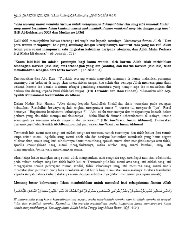 Adab Istri Kepada Suami Menurut Islam | PDF