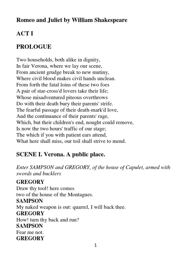 Romeo and Juliet by William Shakespeare Characters In Romeo And